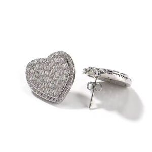 Heart Bling Earrings High grade CZ Stainless Steel New in Box
